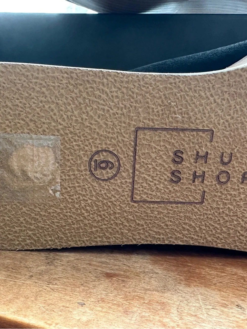 ShuShop Black Platform Slide with Brown Stacked Sole